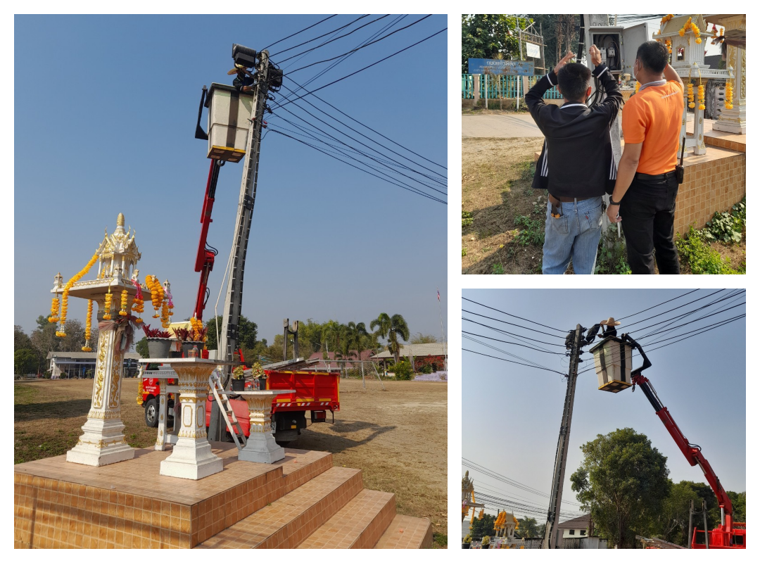 กองช่าง องค์การบริหารส่วนตำบลรอบเวียง  ดำเนินการซ่อมไฟแสงสว่างให้แก่โรงเรียนบ้านป่ายางมน