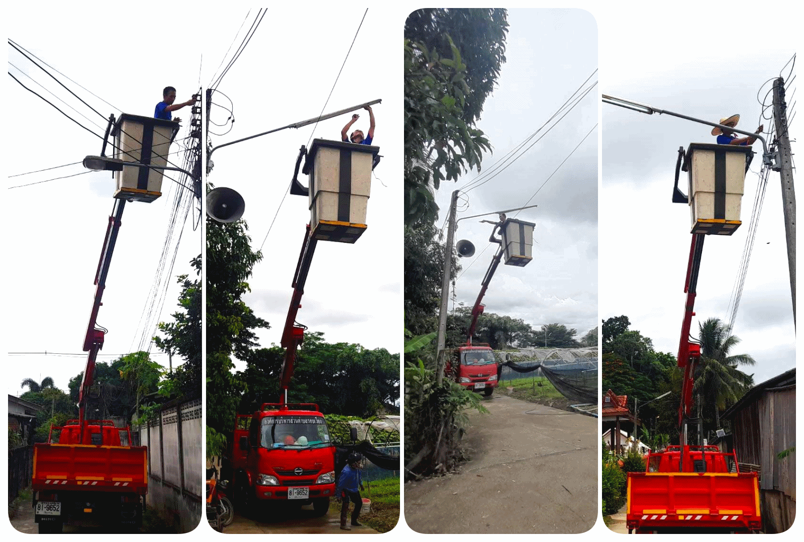 กองช่าง ออกดำเนินการซ่อมไฟกิ่งบริเวณบ้านป่ายางมนใหม่  หมู่ที่ 5 