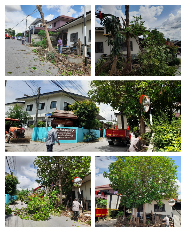 กองช่าง ร่วมกับงานบรรเทาสาธารณภัย ดำเนินการตัดต้นไม้ขว้างการจราจร บ้านป่ายางมนใหม่ หมู่ที่ 5