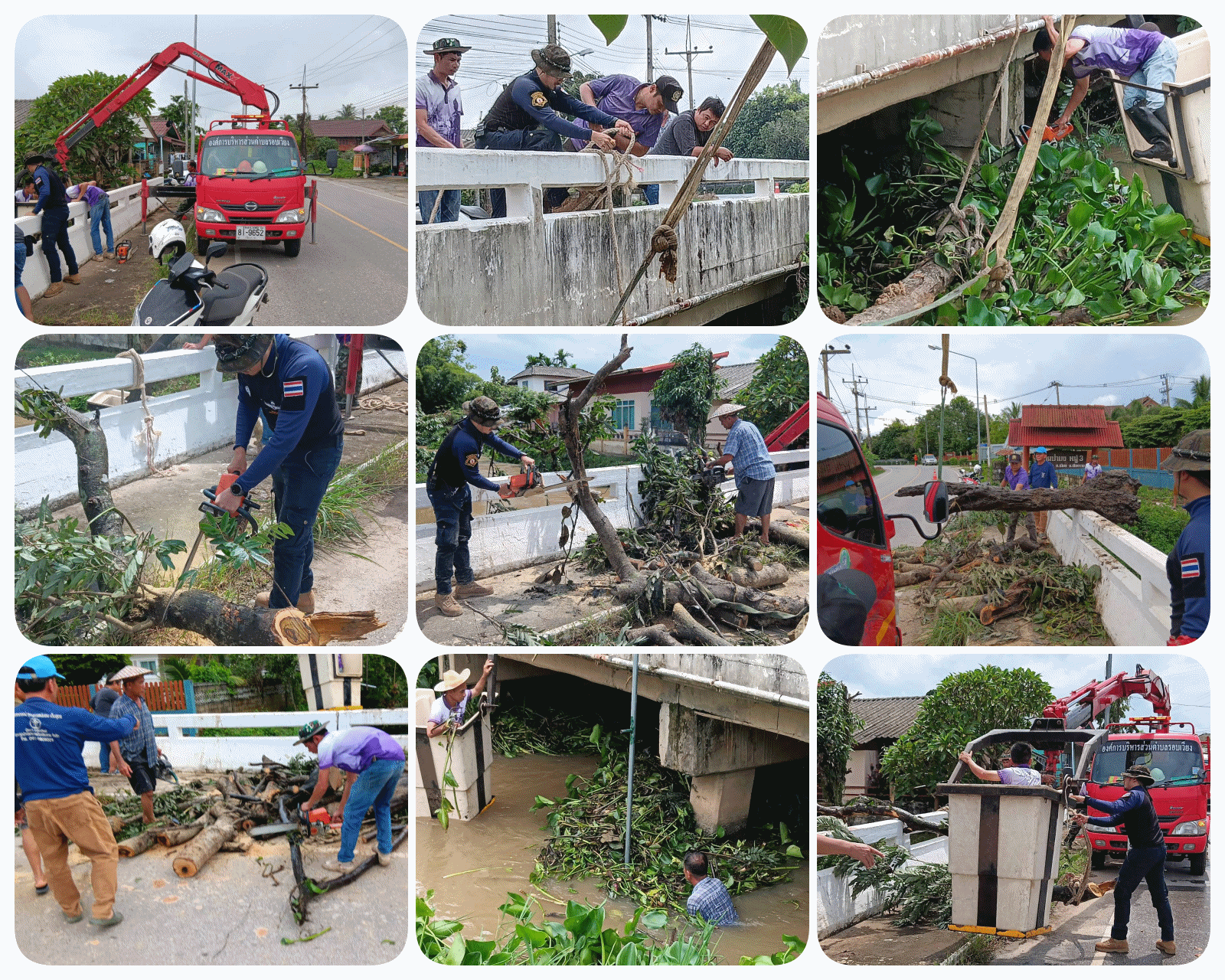 งานป้องกัน ร่วมกับกองช่าง ดำเนินการตัดท่อนไม้ติดใต้สะพานบ้านป่าบง หมู่ที่ 3