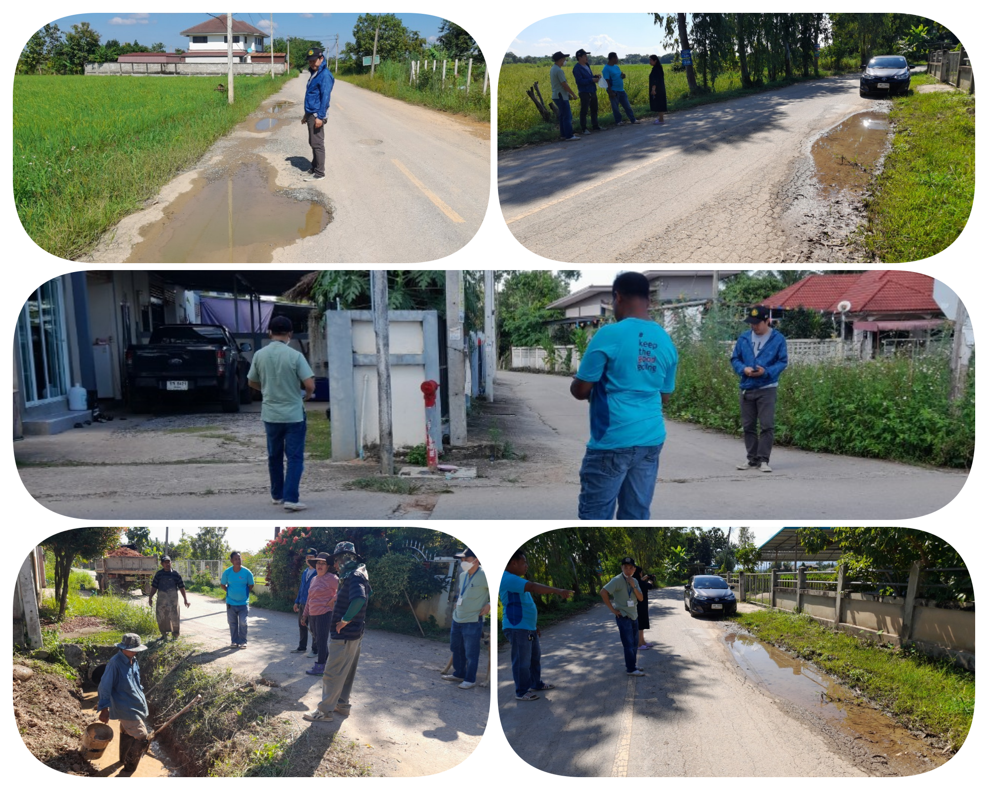 กองช่างดำเนินการสำรวจถนนหัวฝาย  หมู่ที่ 1 เพื่อซ่อมแซม  ในวันที่ 1 พฤศจิกายน  2566