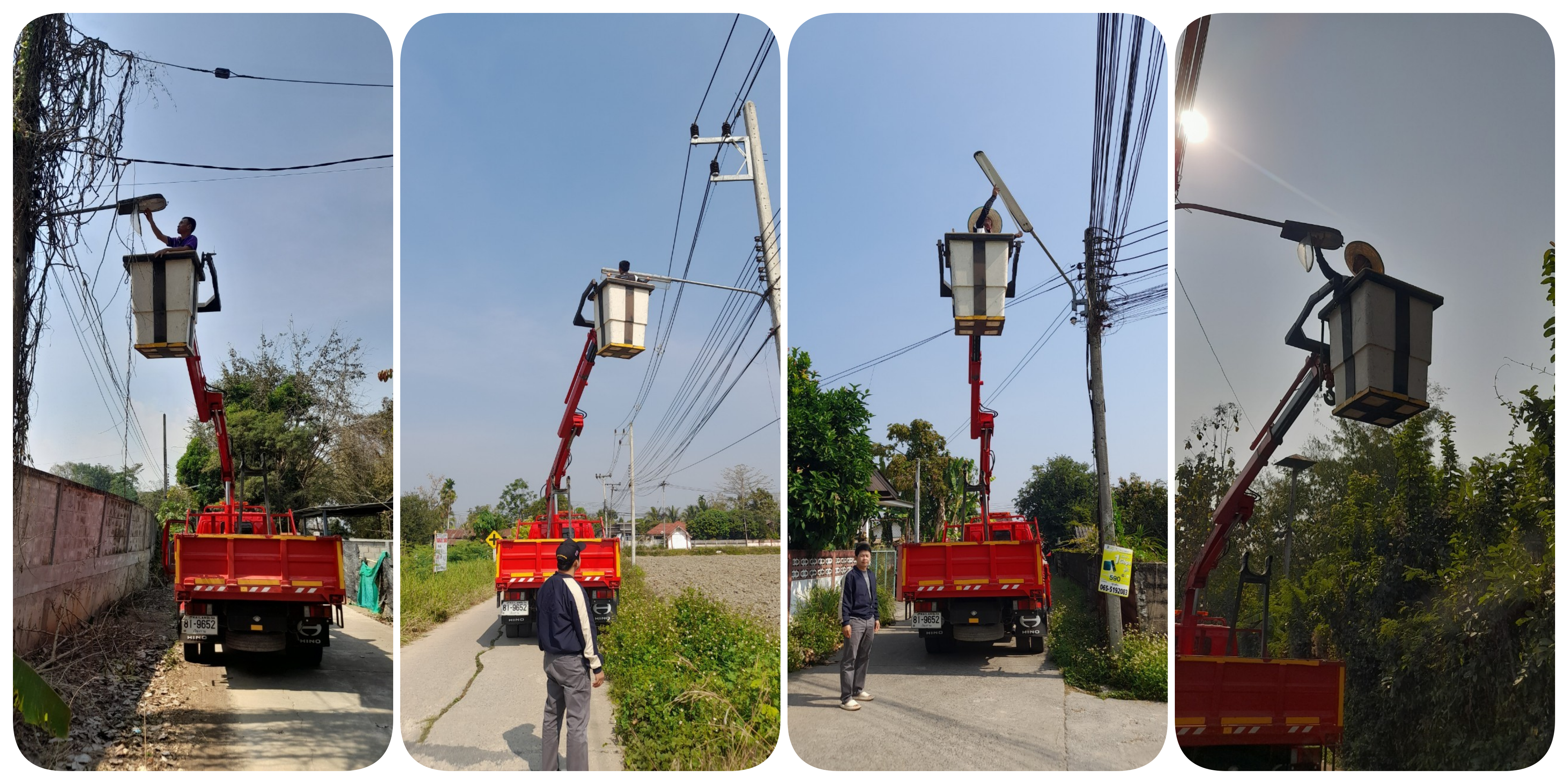 กองช่าง  ออกดำเนินการซ่อมไฟกิ่ง  บ้านหนองด่าน  หมู่ที่ 1 และบ้านป่างิ้ว  หมู่ที่ 4  ในวันที่ 13  กุมภาพันธ์  2567