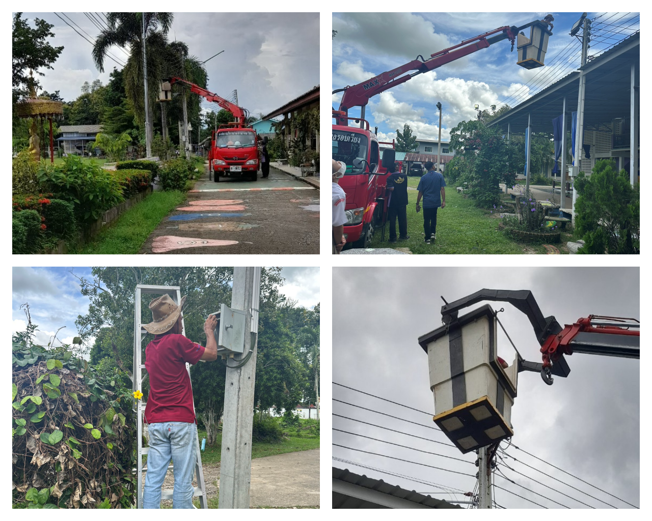 กองช่าง ดำเนินการซ่อมระบบไฟกิ่ง ในโรงเรียนบ้านป่ายางมน