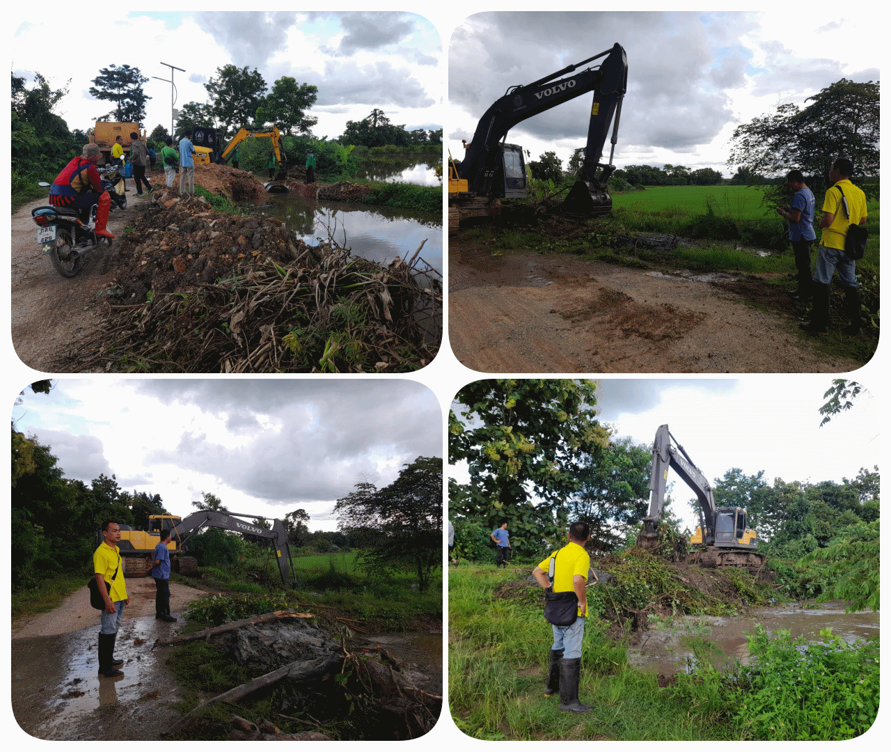 องค์การบริหารส่วนจังหวัดเชียงรายให้การสนับสนุนเครื่องจักรกลรถแม็คโคร ทำการขุดลอกผักตบชวา