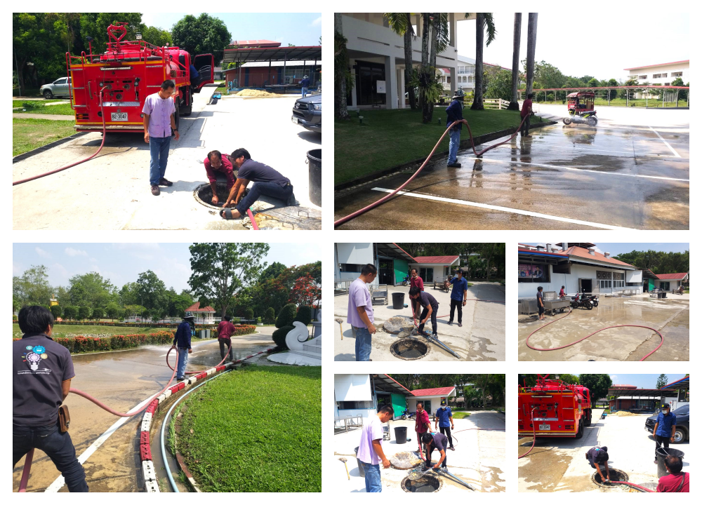 รถน้ำอเนกประสงค์เพื่อล้างทำความสะอาดบริเวณโดยรอบโรงเรียนวิทยาศาสตร์จุฬาภรณราชวิทยาลัย เชียงราย
