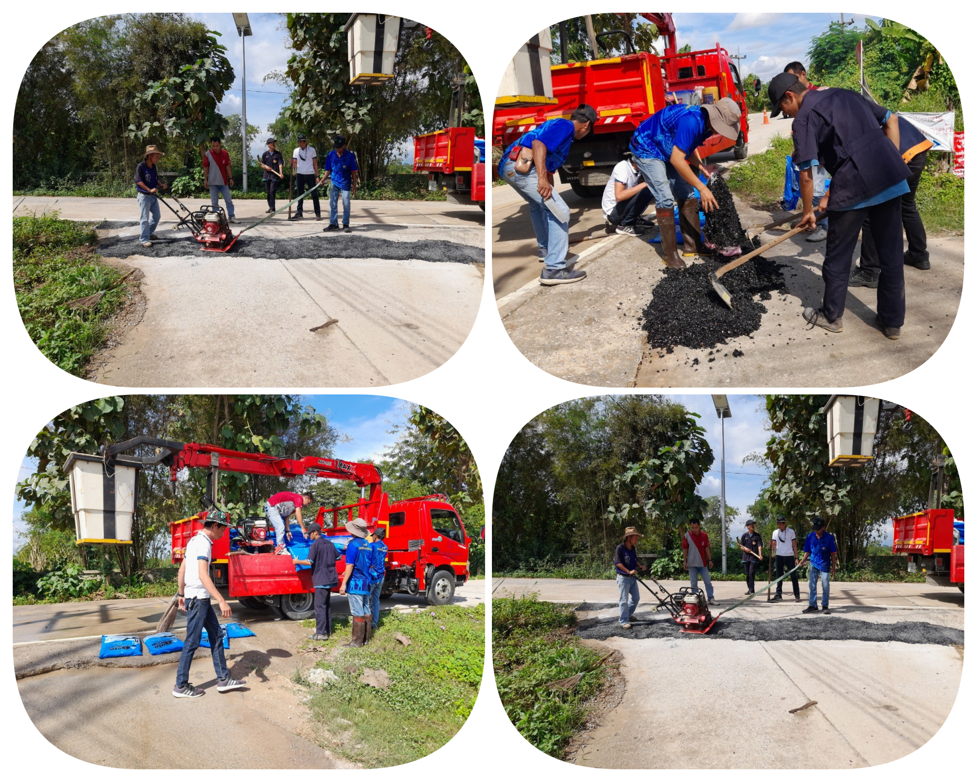 กองช่าง  ดำเนินการซ่อมแซมถนนทุ่งสันรวม  หมู่ที่ 5 และถนนริมลาว  หมู่ที่ 2  ในวันที่ 15 พฤศจิกายน  2566
