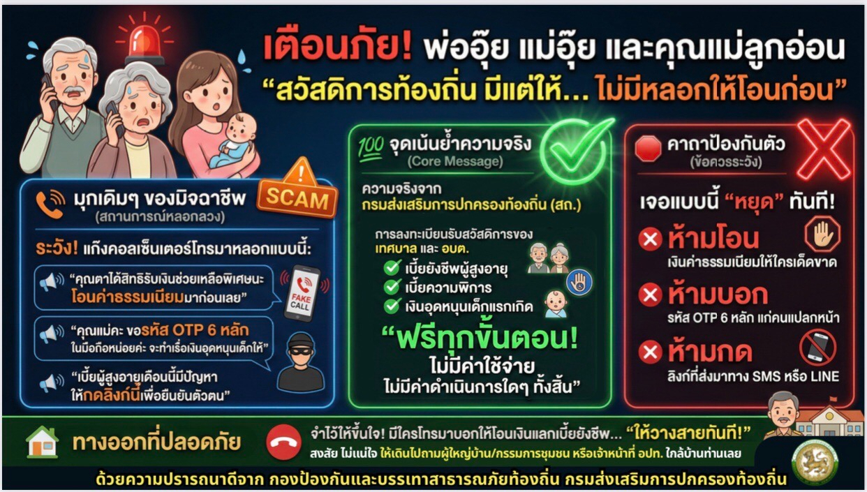 อบต.รอบเวียง เดินหน้าขับเคลื่อนนโยบายรัฐบาลและกระทรวงมหาดไทย ร่วมสร้างภูมิคุ้มกันภัยไซเบอร์ "ไม่เชื่อ - ไม่รีบ - ไม่โอน"