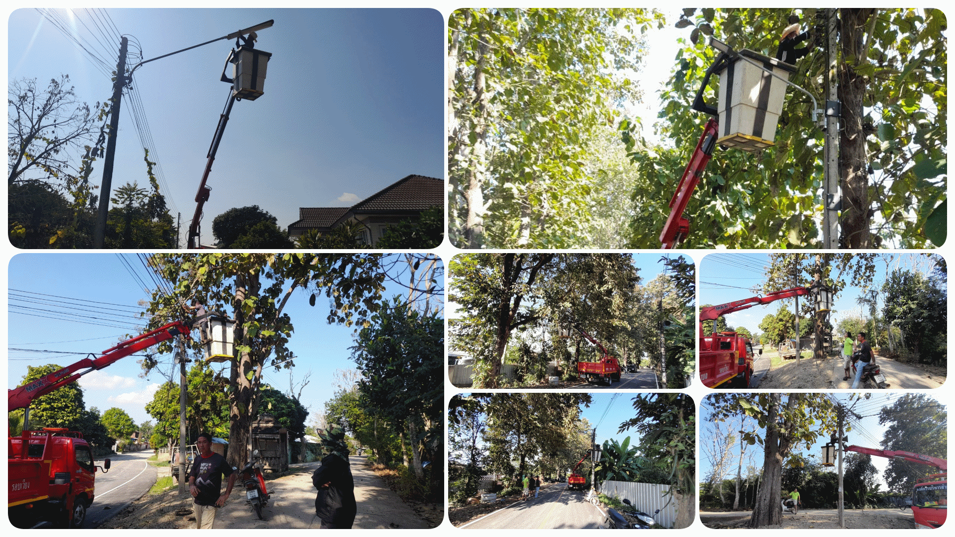 กองช่างดำเนินการซ่อมไฟกิ่งและเครื่องขยายเสียง บ้านป่าบง หมู่ที่ 3