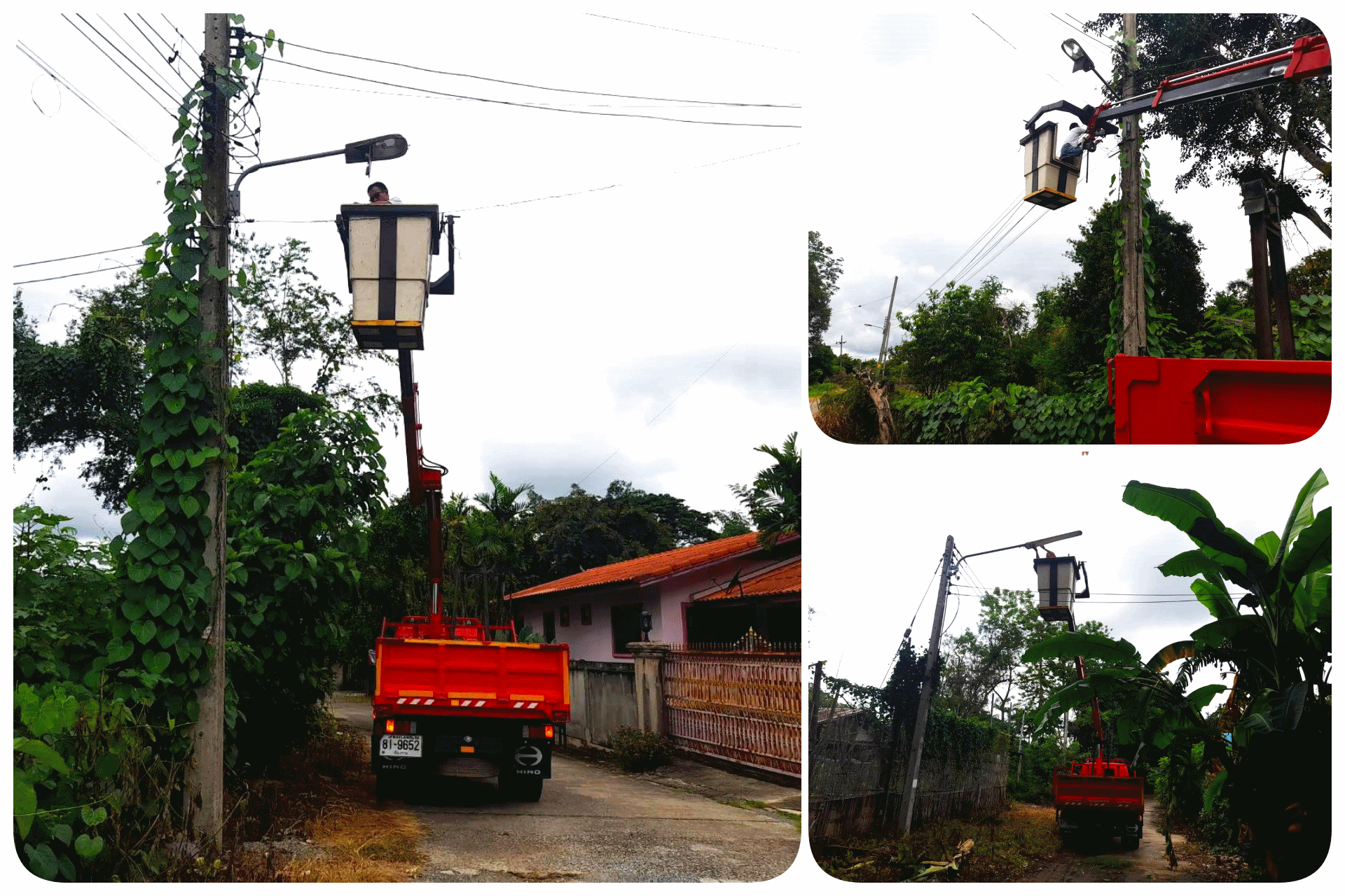 กองช่าง  ซ่อมไฟกิ่ง บริเวณบ้านป่างิ้ว หมู่ที่ 4